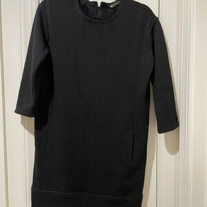 Athleta Black Ribbed Sheath Dress 3/4 Sleeve